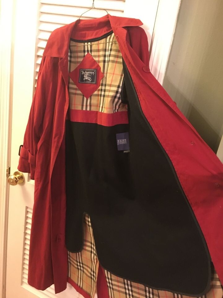 Burberry vintage red trench coat women 2P | eBay