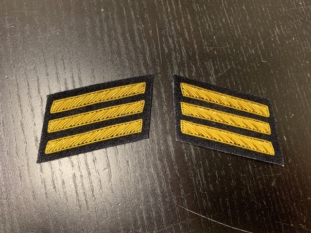 CSA Gold Embroidered Captains Bars - DARK BLUE Background Pair - NEW | eBay