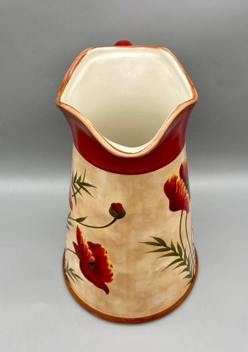 Pier 1 Mohnblumen großer Krug handbemalt Steingut 11" 80 Unzen Landhaus NEU - Bild 5 von 10