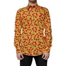 DOLCE & GABBANA Shirt Yellow Cherry Cotton MARTINI Dress 40/US15.75/M 1200usd