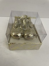 Department 56 Baby's First Shoes Ornament Gold Plated New Old Stock