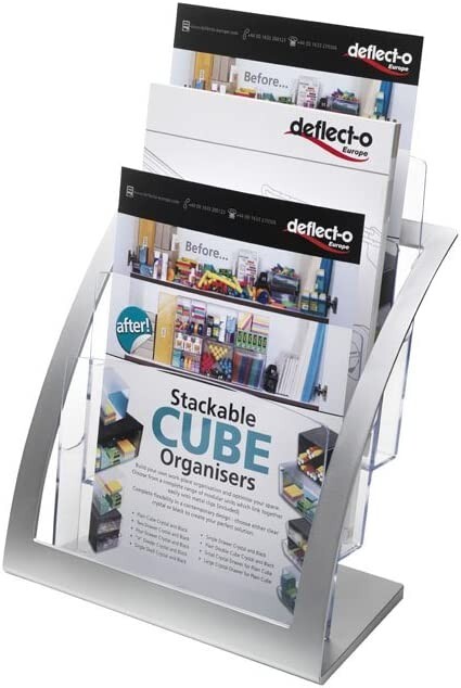 Deflecto 693745 Magazine Size Contemporary Literature Holder - Silver