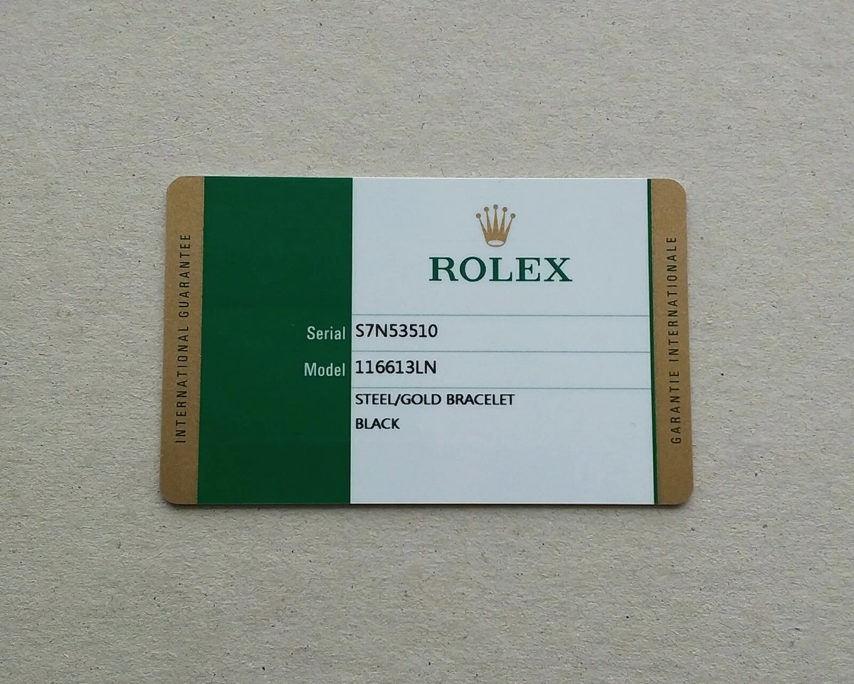 Rolex warranty card for clearance sale