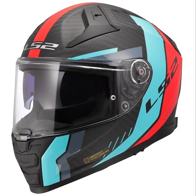 LS2 FF811 Vector II Carbon Grid Red Cyan Gr. L Motorradhelm Integralhelm