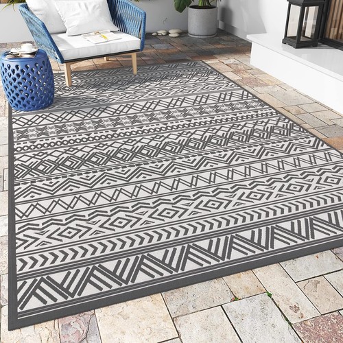Outdoor Rug Carpet 5x8 ft, Flatweave Textured Outdoor Patio Rug Non