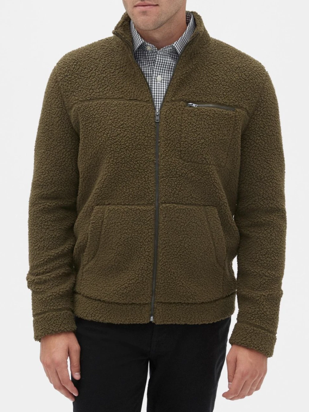 BANANA REPUBLIC GREEN LONG SLEEVE FLEECE ZIP ULTRAWARM SHERPA LINED JACKET Sz XL