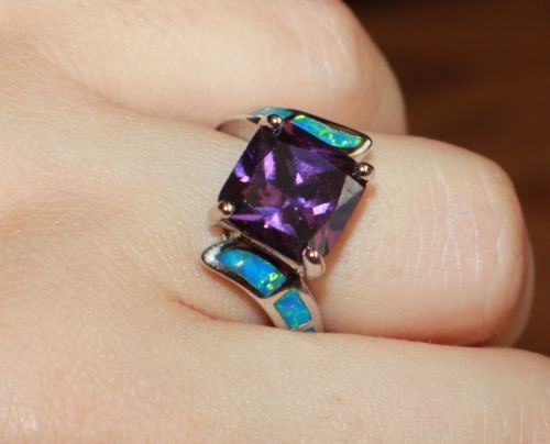 Feueropal Amethyst Topas Ring Edelsteine Silberschmuck Gr. 6 7 7,5 8 Verlobungsband - Bild 1 von 11