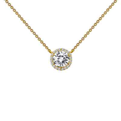 BRAND NEW Lafonn Yellow Gold Plated 1.23CTW Halo Pendant Necklace N0038CLG18