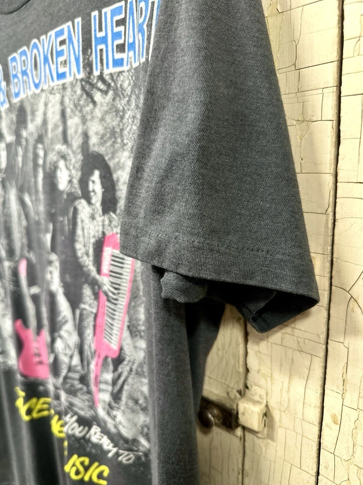 Camiseta De Colección Christian Rock Band Desteñida Negra Grande Mylon y Corazón Roto Foto 3 de 4