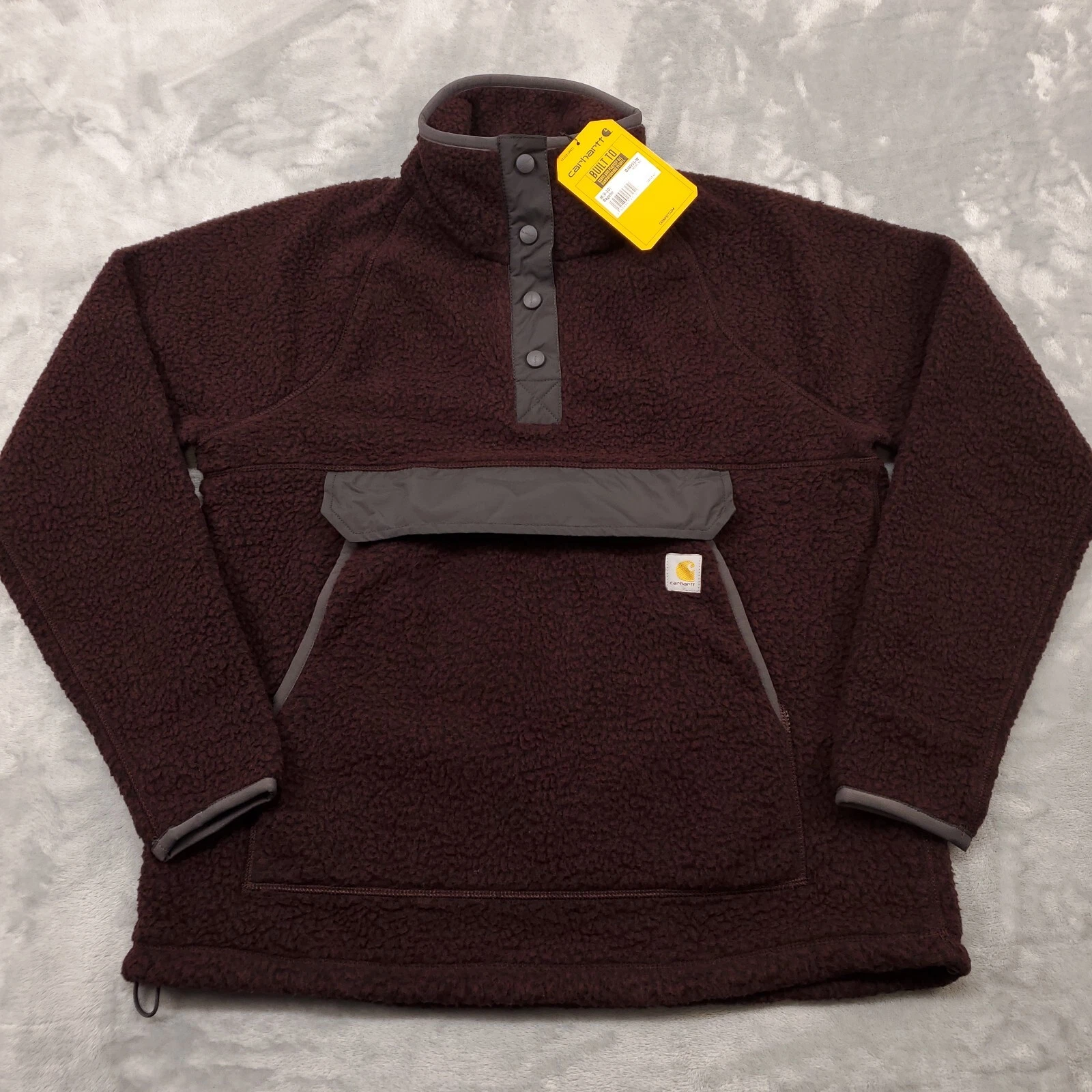 NWT Carhartt Sweatshirt Womens Medium Blackberry Fleece Pullover Relaxed Snaps
