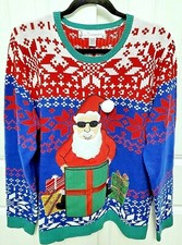 Jolly Sweaters XL Ugly Christmas Sweater Santa Drink Beer Pouch GIFT D in a box