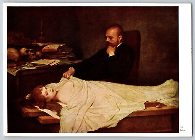 Postcard German Gabriel Max Der Anatom The Anatomist Anatomy Body 085 Vtg
