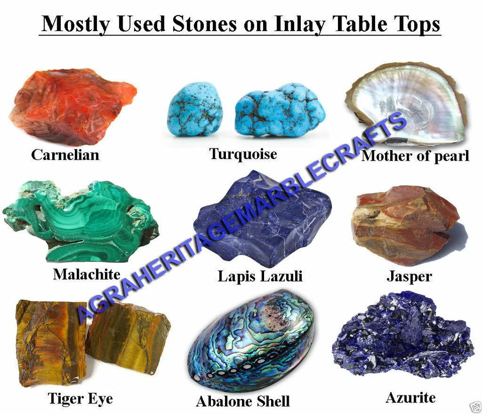 Marble Coffee Table Top Lapis Gemstone Mosaic Art Inlay Hallway Decor H1702 - Image 3 of 4