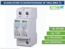 SCARICATORE LIMITATORE DI SOVRATENSIONE 2 MODULI TIPO T2 2P 10KA-20KA SPD A LIMI
