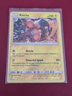 Pokemon Karte Sonne Mond Kosmische Finsternis Raichu 67/236 Rare Reverse Holo TCG