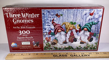 SunsOut Three Winter Gnomes 300 Pc Puzzle by Jean Francois 18x24" Age 12 Sealed