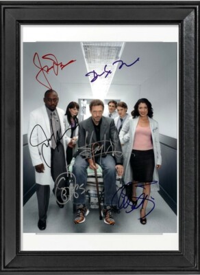 Dr House Cast Autogramm mit Bilderahmen Fotorahmen Hugh Laurie Dr. Autograph