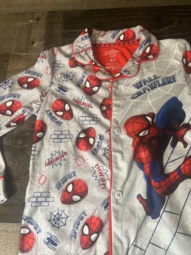 Marvel Spider-Man Boys Gray Long Sleeve 2 Piece Set Pajamas Size 6-7 PJ Set - Picture 5 of 8
