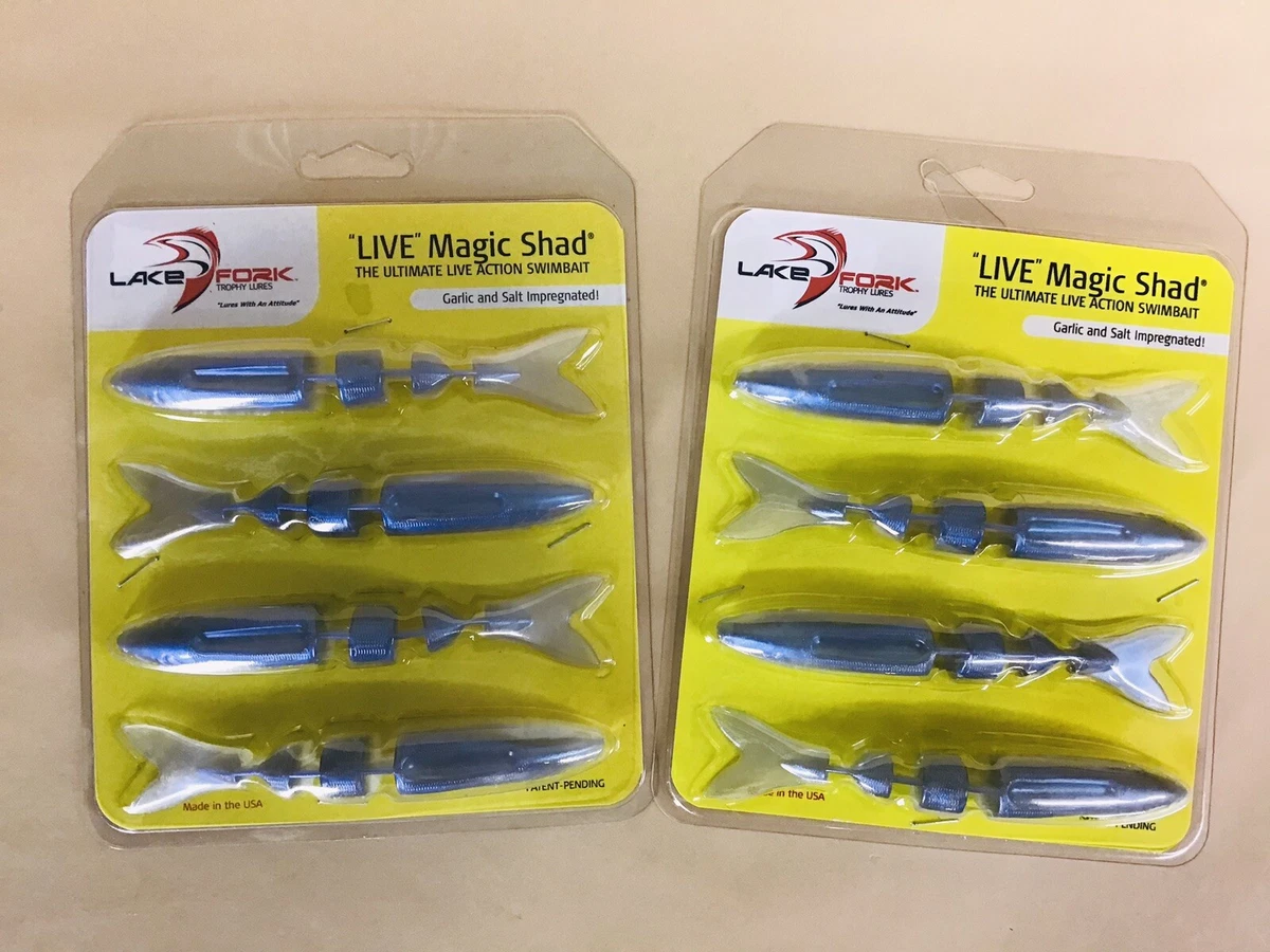 Lot of 2 Lake Fork LMS 1191-330 Live Magic Shad 4.5'' Albino Shad 4Pk