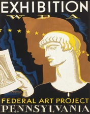 POSTER EXHIBITION FEDERAL ART PROJECT PENNSYLVANIA WPA VINTAGE REPRO FREE S/H