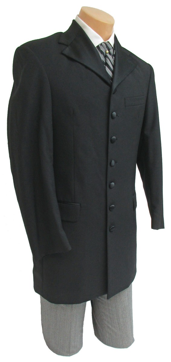 Men's Andrew Fezza Black Tuxedo Jacket Frock Coat Seven Button