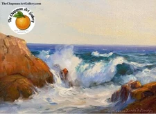 Vintage oil on canvas seascape by Marlene Evans Putnam, Massachusetts