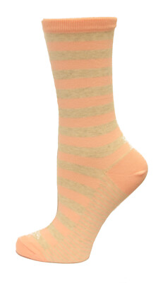 Hotsox Womens Two Color Stripe Socks, Blush, 1 Pair, Womens Shoe 4-10