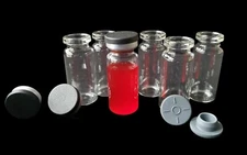 100pcs 10ml Clear Vials+Caps 20mm Glass Beveled Edge Crimp Top