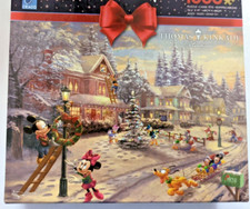 Ceaco Thomas Kinkade Disney Christmas 1000 Piece Puzzle Complete Mickey Minnie