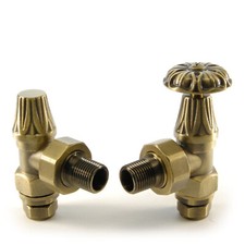 Abbey Manual Radiator Valve & Lockshield - Old English Brass