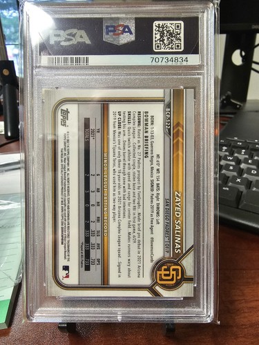 2022 Bowman Chrome Purple Sapphire 1st Prospect Zayed Salinas 7/25 non-auto - Picture 2 of 3