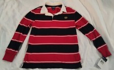 Chaps Boys Size 10/12 Long Sleeved Striped Polo Shirt NWT