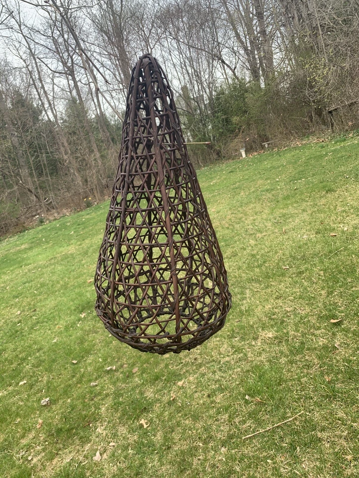 Tucker Robbins Teardrop Woven Pendant Lamp Shade Fishing Basksket Stained Rattan - Image 4 of 4