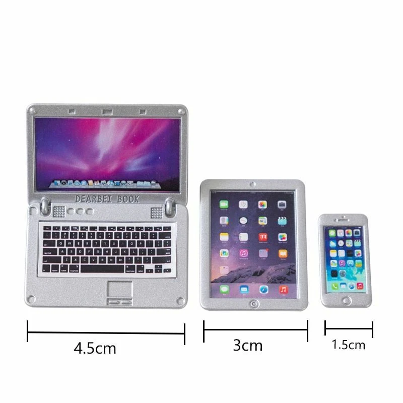 3pcs Doll Notebook Mobile Phone Laptop For Barbie BJD 1 6 1 8 1 12