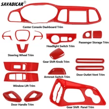17x Red Center Console Set Panel Decor Cover Trim Kit for Dodge Challenger 2015+