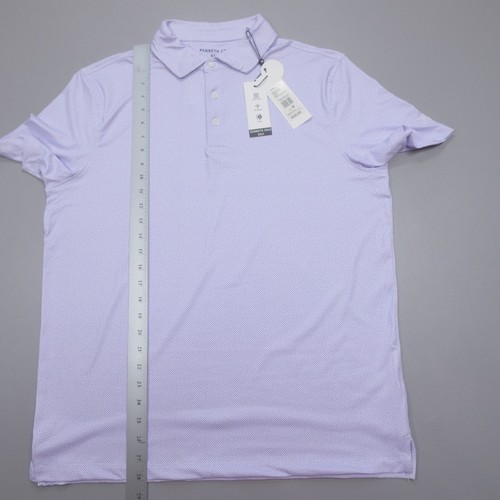 Kenneth Cole Golf Polo Shirt Geometrica Orchidea Traspirante Elasticizzata UPF 50+ - Foto 7 di 9