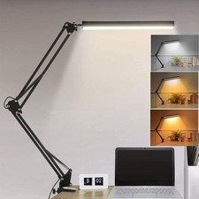 Dimmable LED Swing Arm Lamp Desk Lamp w/ Clamp Study Reading Light 3 Color Modes