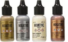 Tim Holtz Ranger Adirondack Alcohol Ink Metallic Mixatives, Bundle of 4 Colors -