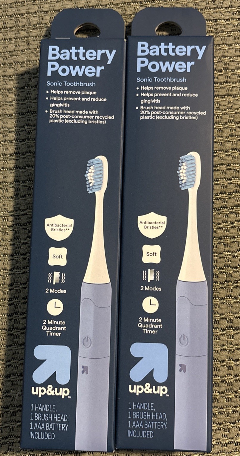 2 Pack Up & Up Adult Premium Battery Power Sonic Toothbrush 
