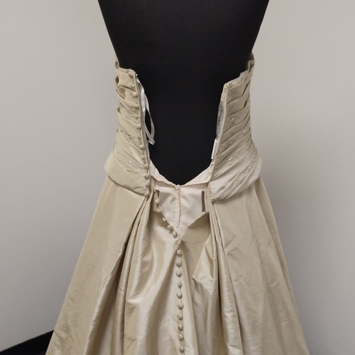 Essence Collection Gold Champagne Beaded Bodice Strapless Wedding Dress See Desc - Picture 13 of 20