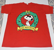 Vintage Christmas Sleep Shirt Foster One Size 90s Snoopy Joe Mistletoe Made USA