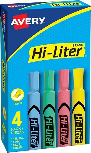 HI-LITER Desk Style Highlighter, Chisel Tip, Assorted Colors