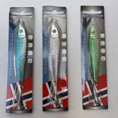 3 x RON THOMPSON SEA JIG KÖDER SPIN PIRK SALZWASSER MEER BOOT ANGELN BARSCH DORSCH 60g