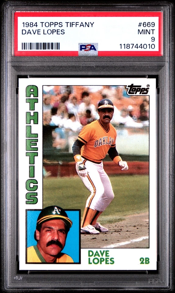 1984 Topps Tiffany Dave Lopes #669 PSA 9 Mint Oakland Athletics Low Pop - Image 3 of 4