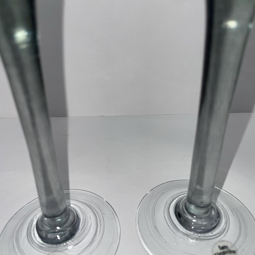 MCM *signiert* Dänisches mundgeblasenes Glas klar blau grau langstielig Likör Cordial - Bild 5 von 14