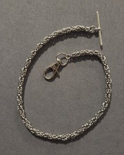 Chaîne de montre à gousset byzantine 13" fait main en acier inoxydable avec barre en T