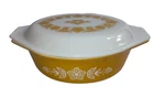 VTG Pyrex Butterfly Gold 1.5 Qt Oval Casserole Dish with Lid A-1½-B