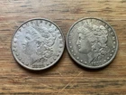 US Morgan Silver Dollars 2 coins circulated details Pre 1904 Lot T6