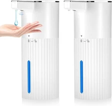 2 Pack Touchless Automatic Liquid Soap Dispenser, 13.5oz Smart Sensor Hand Wash 