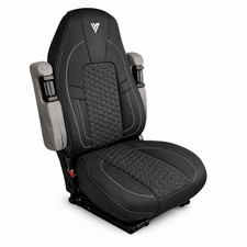 Seat Cover For Legacy Aftermarket Seat Black Faux Leather Grey Stitching